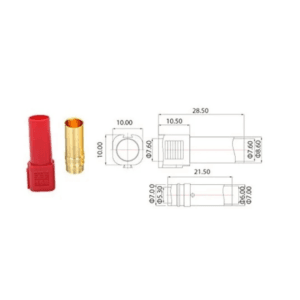 Amass XT150 Gold Plated Female Connector 1 Pc (Red)