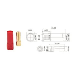 Amass XT150 Gold Plated Male Connector 1 Pc (Red)