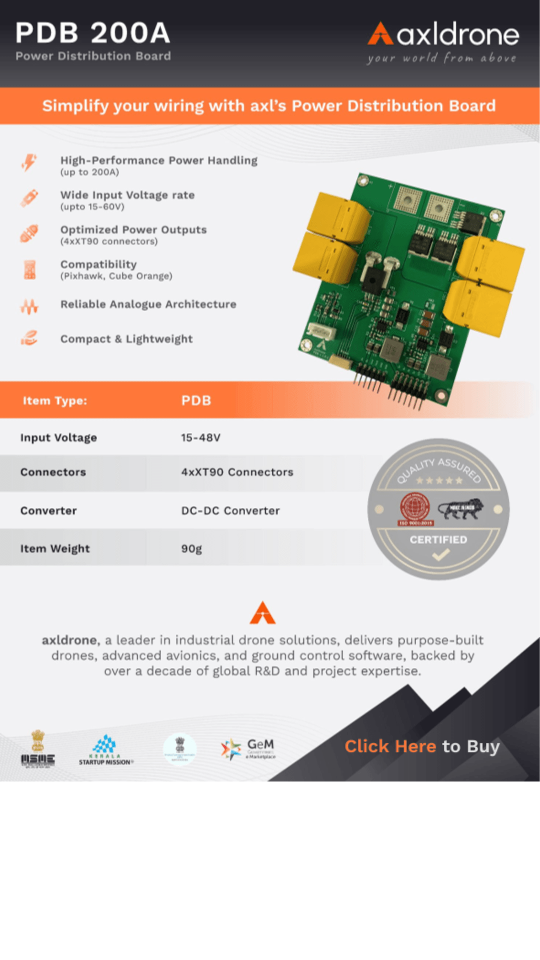 Image showcasing picture of axldrone Power Distribution Board 200A.