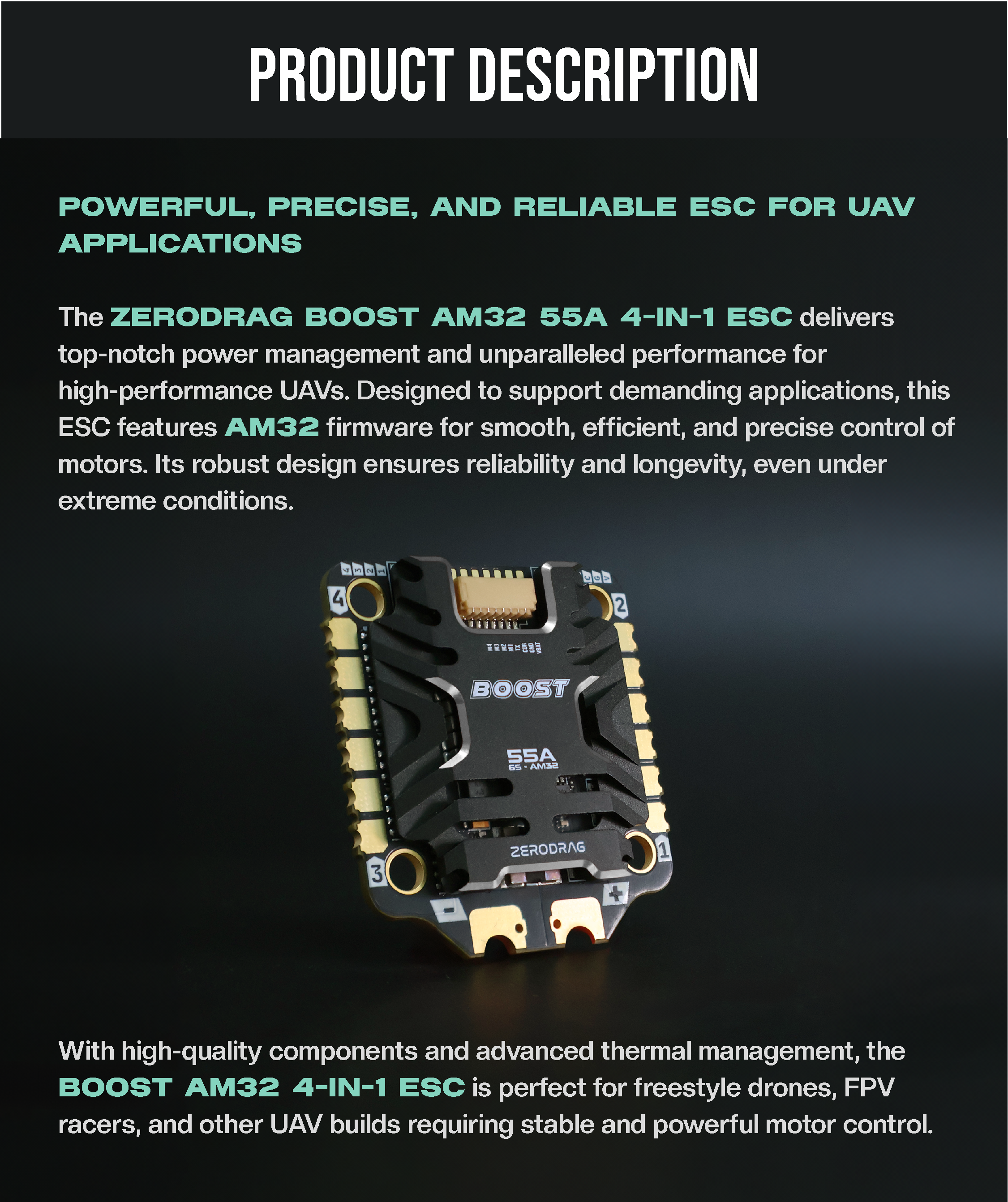 Zerodrag BOOST AM32 55A 4-in-1 ESC (Made in India) 5
